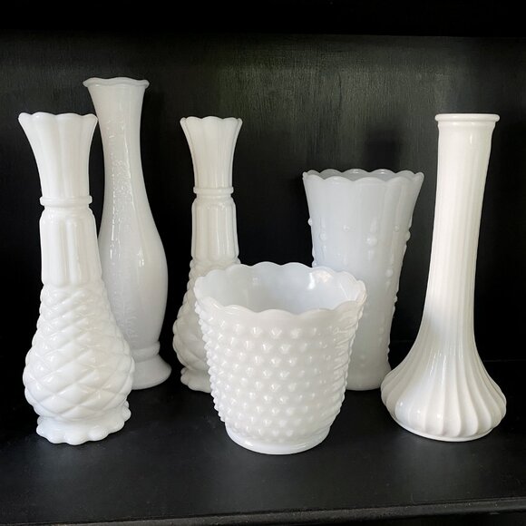 Anchor Hocking - Fire King - Vintage 1950's Milk Glass - Hobnail Planter - Picture 4 of 6